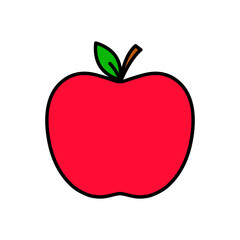 red  apple flat color cartoon illustration