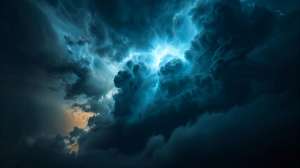 Comulus Cloud with blue thunderstorm lighting