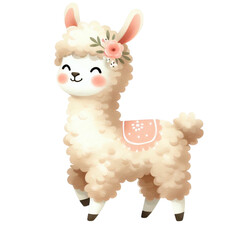  watercolor graphics cute white llama