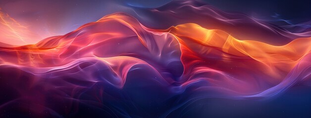 Abstract background with colorful waves of blue, orange and purple colors on a black background