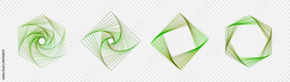 Poster logo square light effect, spiral perspective with rotation, fractal shape mystical portal, identity 