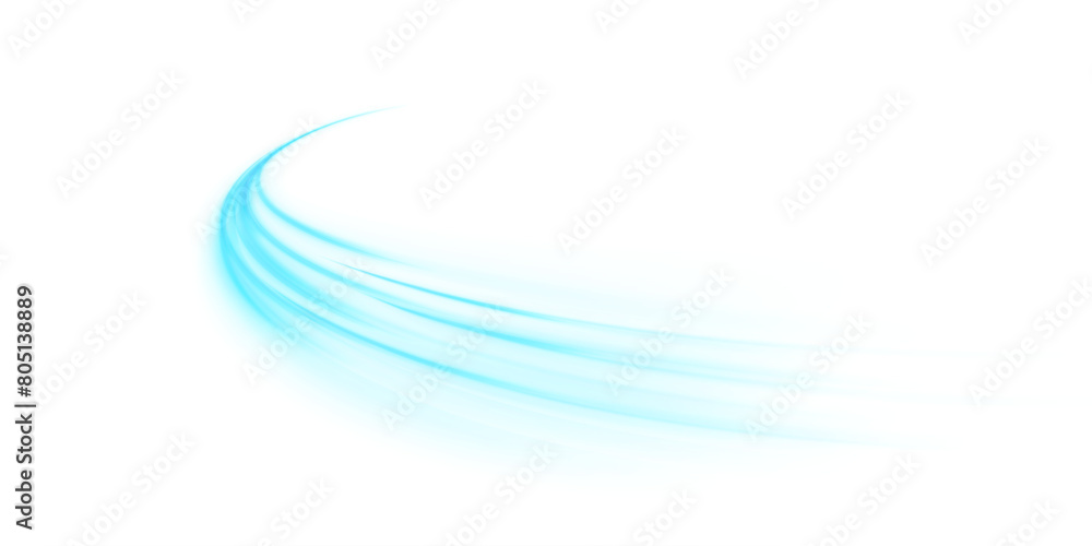 Aufkleber Dynamic blue lines with glow effect. Abstract blue light lines effect on white background PNG effect. Rotating light effect for gaming and advertising design.	
