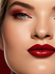 Naklejka premium a close up photo of woman in lipstick