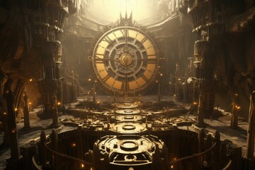 Clockwork City Countdown: A city built entirely of clockwork gears, with a central clock counting down to an impending catastrophe.