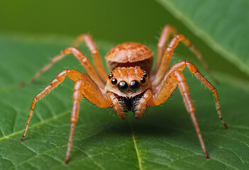 Close up spider on leaf
