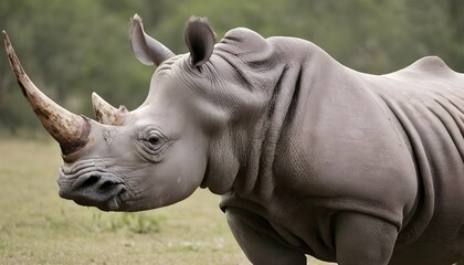 A Rhinoceros With A Majestic Horn  2