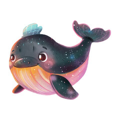 Cute whale watercolor illustration clipart  (8)