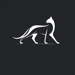 Fototapeta premium silhouette of a cat logo, generative ai