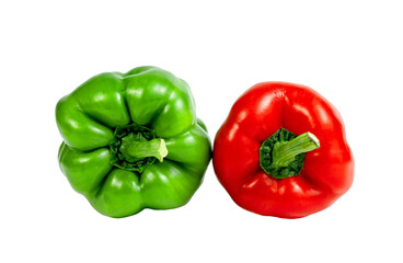 red green sweet bell pepper sliced isolated