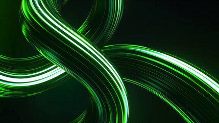 Emerald Enigma: Green Neon Slate Infinity Loop Abstract. Generative AI