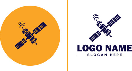 Fototapeta premium satellite icon technology communication flat satellite logo sign symbol editable vector