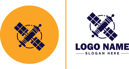 satellite icon technology communication flat satellite logo sign symbol editable vector