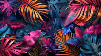 Abstract foliage and botanical background. Exotic plants background for banner, prints, decor, wall art.