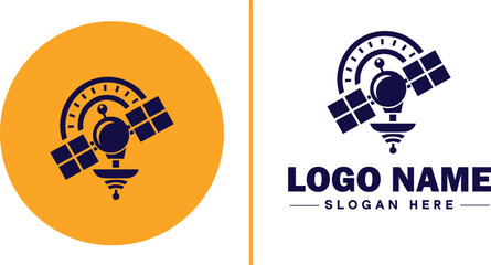satellite icon technology communication flat satellite logo sign symbol editable vector
