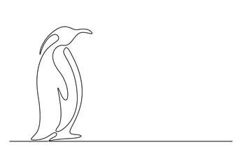 Penguin continuous one line drawing vector illustration. Premium vector