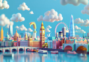 Obraz premium Cartoon city view