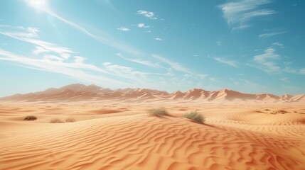 Naklejka premium Nature and Landscapes Desert: A photo of a vast desert landscape, with sand dunes and clear skies