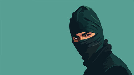 Handsome young man in balaclava on green background Vector