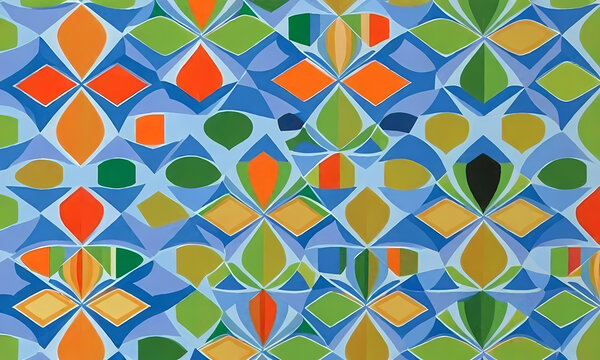 Unique batik abstract pattern with multi-colors