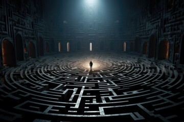 Labyrinthine Countdown Maze: A labyrinth with shifting walls and illusions, revealing the countdown to a hidden treasure.