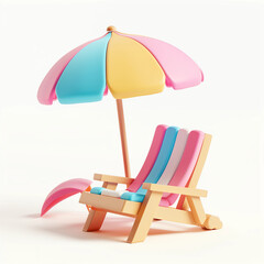 Summer Days 3D Icon, swimming pool, beach side bar, cocktails, beach chairs