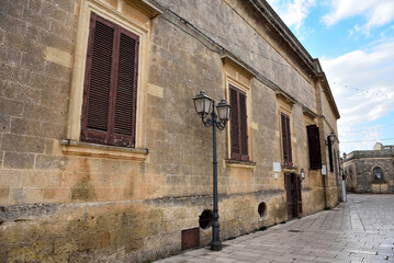 Ancient buildings in the historic center of Patù Italy