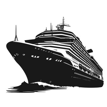 black cruise ship sailing on water clip art preview