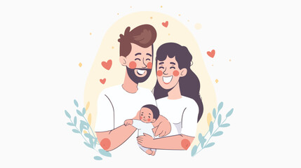Happy parents - cute cartoon concept illustration of