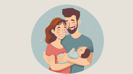 Happy parents - vector illustration of a couple holdi