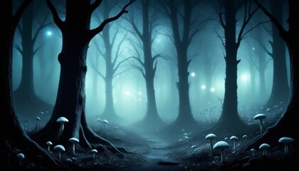 dark and mysterious Magical starlit forest with gl (8)