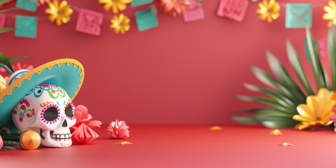 Web banner for Cinco de Mayo with 3D icon sale special offer on background, On the left is free space