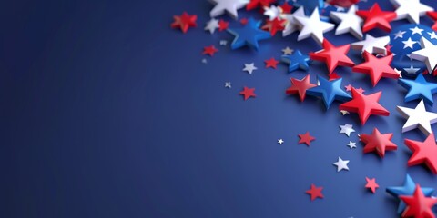 Web banner for Independence Day with 3D icon sale special offer on background, On the left is free space