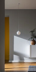 Elegant modern interiors in bold colors bathed with natural window light. Interior design minimalist composition.