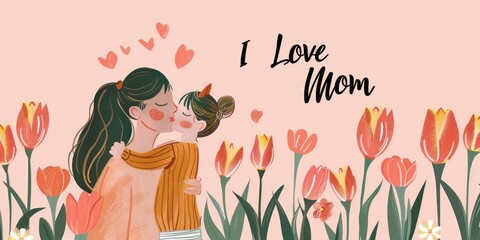 mother and child background "I love mom"
