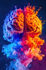 Obraz premium Creativity concept with a brain exploding in colors. Mind blown concept