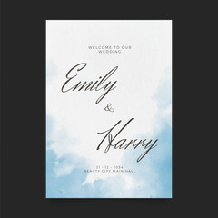 Wedding poster for welcome sign. Template welcome poster. Vector printable wedding props. Flyer design for welcome sign.