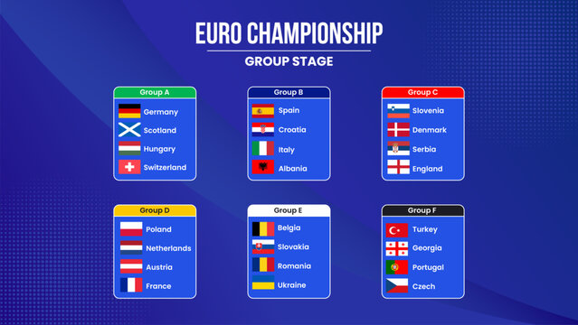 Euro 2024 Group Stage. Football Championship European Cup. Vector illustration