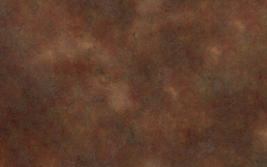 The textured surface of a rusty metal plate.