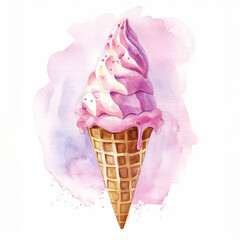 Watercolor ice cream. Sketch style.
