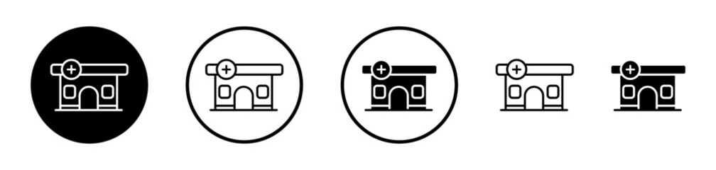 Medical Store Icon Set. Pharmacy and Drugstore Vector Symbols.