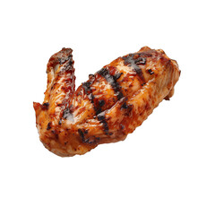 one single grilled chicken wing . Clipart PNG image . Transparent background