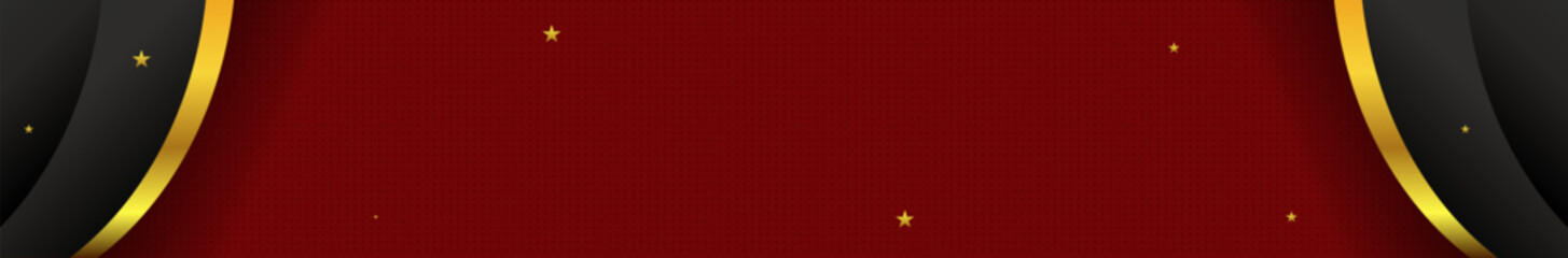 YouTube Channel Red Horizontal Cover Design red, black, and golden color combination. vector illustration luxurious BG 