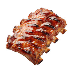 one single grilled pair of pork ribs . Clipart PNG image . Transparent background