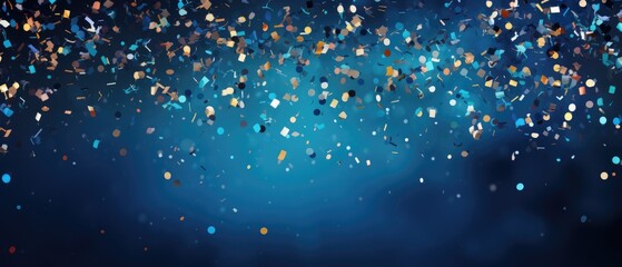 Celebration and colorful confetti party on blue abstract background