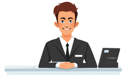 Male receptionist on white background Vector style Vector