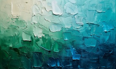 abstract expressionist painting texture background, bold strokes, gradient from emerald green to ocean blue