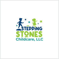 Stepping stone or walking stone logo. Vector Format with a child on it