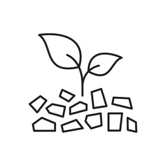 Mulch linear icon. Layer of material applied to the surface of soil. Thin line customizable illustration. Contour symbol. Vector isolated outline drawing.