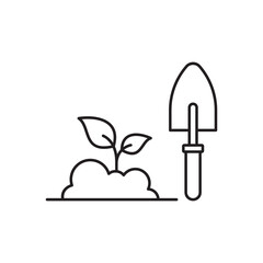 Cultivation linear icon. Soil preparation. Ground tillage. Growing plants and care. Thin line customizable illustration. Contour symbol. Vector isolated outline drawing.