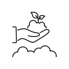 growth plant icon, outline flower leaf, nature, environment, seedling in the soil, thin line web symbol on white background - editable stroke vector